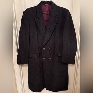 Men’s Classic Double-Breasted 100% Wool Coat - Charcoal Grey